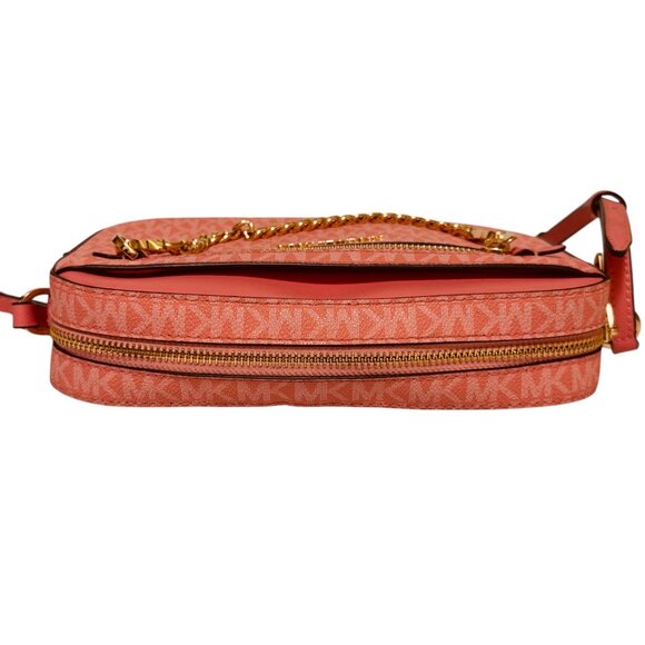 MICHAEL KORS Jet Set East West Large Logo Crossbody Bag Chain Grapefruit Pink - Picture 7 of 14